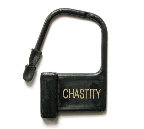 Замки пластиковые для поясов , черные с номерами CHASTITY, 10 штук