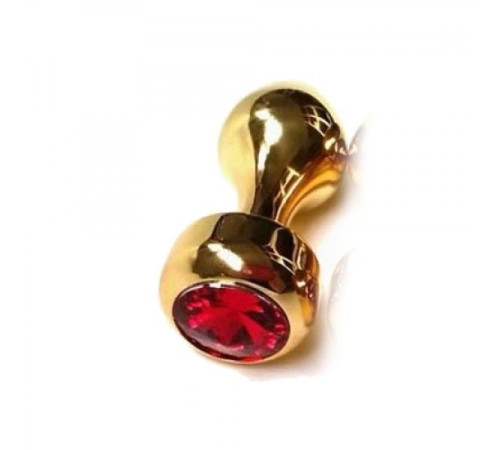 Золотистая алюминиевая особиста пробка с красным кристаллом Golden Aluminum Jeweled Anal Plug