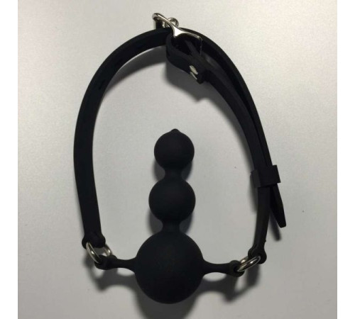 Силиконовый тройной  черного цвета Gag with Silicone Plug