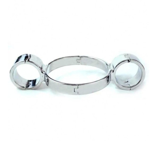 Unisex Luxury Stainless Steel Heavy Duty Neck-Wrist Siamese handcuffs