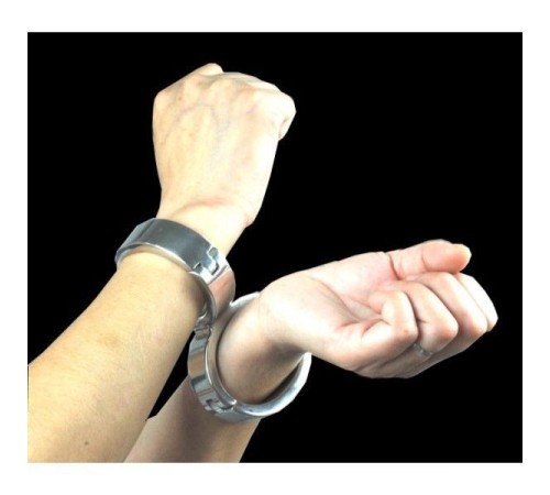 Stainless Steel Cross Fixed Bondage Handcuffs With Allen Driver & Screw