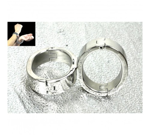 Stainless Steel Cross Fixed Bondage Handcuffs With Allen Driver & Screw