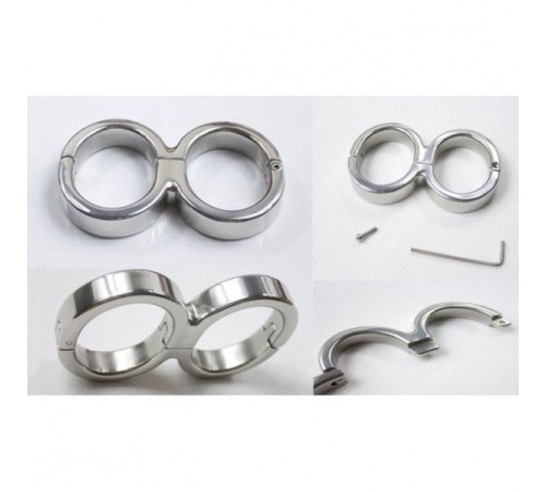 Allen-8 Darby Style Stainless Steel Single Hinge Bondage Handcuffs With Allen Driver & Screw