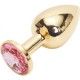 Золотая задня пробка с светло-розовым камнем Rosebud Anal Plug Small