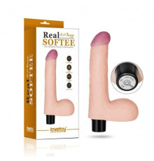 Реалистичный вибратор с мошонкой Real Softee Vibrating Dildo 8.0