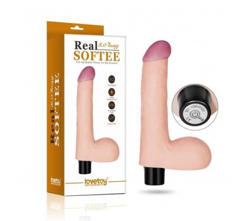 Реалистичный вибратор с мошонкой Real Softee Vibrating Dildo 8.0