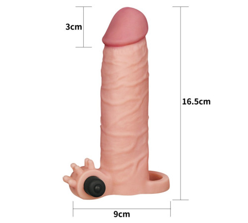 Удлиняющая вибронасадка на пенис Pleasure X Tender Vibrating Penis Sleeve Flesh