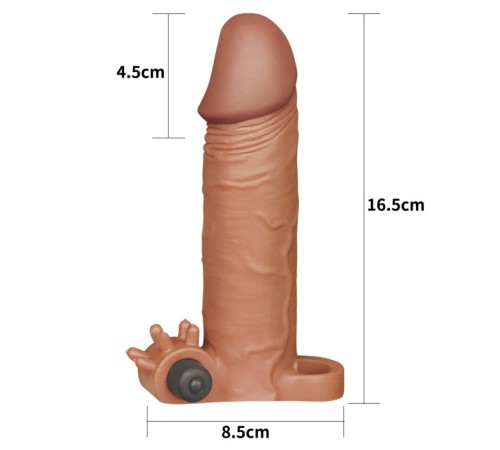 Супер реалистичная насадка с вибропулей Pleasure X Tender Vibrating Penis Sleeve Brown