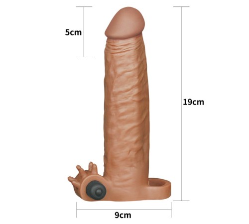 Вибронасадка на  удлиняющая Pleasure X Tender Vibrating Penis Sleeve Brown