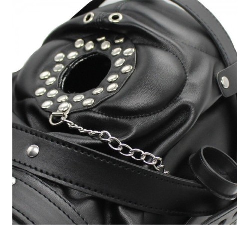 Черная полностью закрытая ігор маска Leather Hood