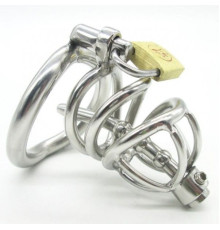 Stainless Steel Male Chastity device Cock Cage With Curve Cock Ring Urethral Catheter