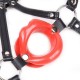 Red Rubber Lip Shape Faux Leather Harness Open Mouth Gag