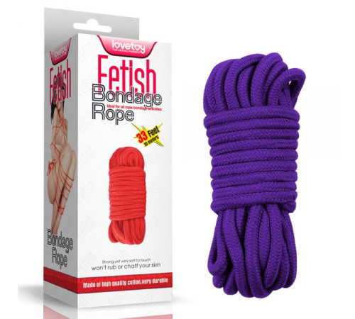 Фиолетовая веревка для связывания Fetish Bondage Rope, 10 метров