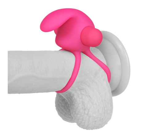 Вибро-насадка для пениса с эрекционными кольцами Power Clit Duo Silicone Cockring Pink