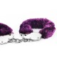 Металлические фиолетовые наручники с мехом Fetish Pleasure Fluffy Handcuffs