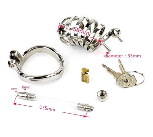 2016 New Stainless Steel Male Urethral Tube Chastity Device / Stainless Steel Chastity Cage ZC080