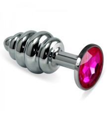 Рельефная особиста пробка с пурпурным камнем Rosebud Spiral Metal Plug