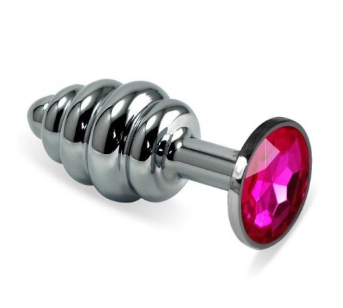 Рельефная особиста пробка с пурпурным камнем Rosebud Spiral Metal Plug