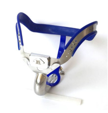 Male Chastity belt / Ergonomic stainless steel chastity belt - BLUE