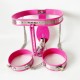 Male Fully Adjustable Model-T Stainless Steel Premium Chastity Belt + Thigh Bands Kit - PINK