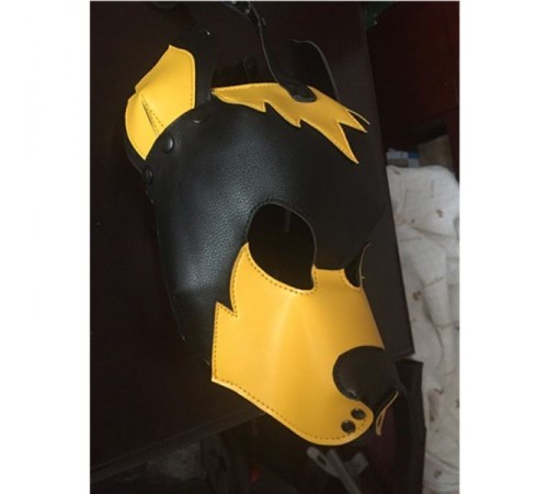 Yellow / Black Leather Dog Hood