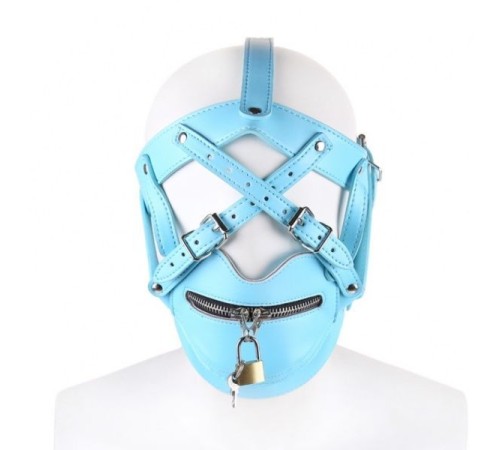 Голубая маска с молнией на замке в районе рта Muzzle Zipper Mouth