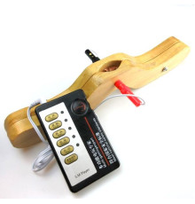 Electro-sex wooden penis / scrotum clamp - S