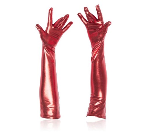 Длинные перчатки по локоть Fetish Five Fingers Gloves Red