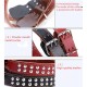 High quality leather collar with traction leather chain - red