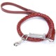 High quality leather collar with traction leather chain - red