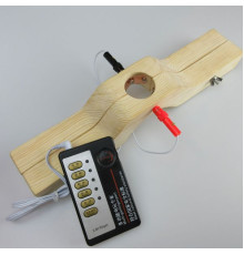 Electro-sex wooden penis / scrotum clamp - L