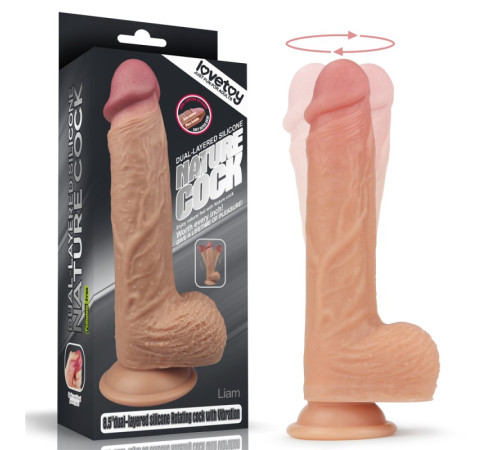 Вращающийся двухслойный вибратор Dual layered Silicone Rotating Nature Cock Liam