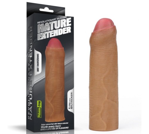 Насадка удлиняющая коричневая Revolutionary Silicone Nature Extender Uncircumcised