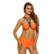 Orange High Neck Cross Back High Waist Swimsuit