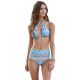 Halter Cut out Mix Printed High Waist Bottom Bikini