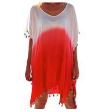 White Orange Tassel Beach Cover up