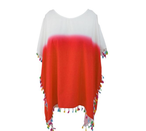 White Orange Tassel Beach Cover up