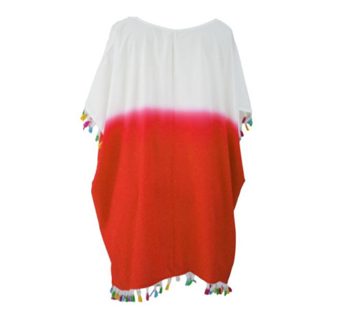 White Orange Tassel Beach Cover up