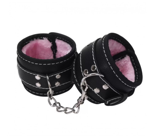 Комплект ігор игрушек черный с розовым мехом Leather Plush Set ZR019