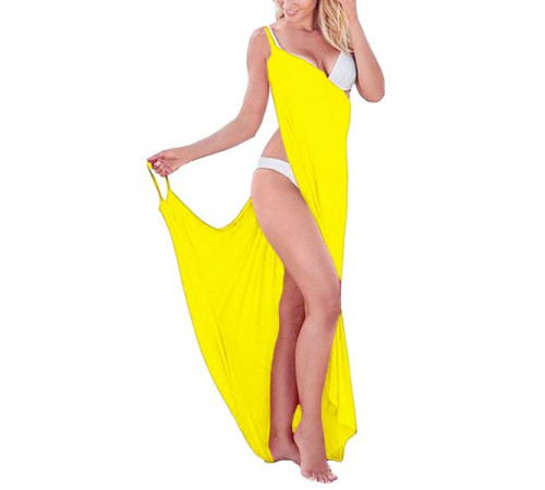 Yellow Greek Goddess Spaghetti Strap Sarong Beachwear