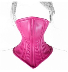 Leather Neck Corset Collar Kinky Restraint Muzzle Mask Lockin Red