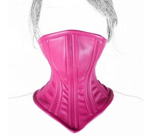 Leather Neck Corset Collar Kinky Restraint Muzzle Mask Lockin Red