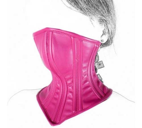 Leather Neck Corset Collar Kinky Restraint Muzzle Mask Lockin Red