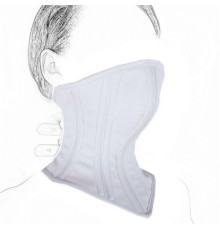 Leather Neck Corset Collar Kinky Restraint Muzzle Mask Lockin white