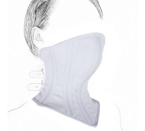 Leather Neck Corset Collar Kinky Restraint Muzzle Mask Lockin white