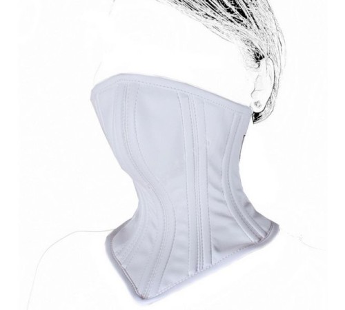 Leather Neck Corset Collar Kinky Restraint Muzzle Mask Lockin white