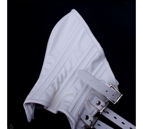 Leather Neck Corset Collar Kinky Restraint Muzzle Mask Lockin white