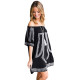 Black Bohemian Vibe Geometric Print Off The Shoulder Beach Dress