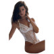 White Yummy Scalloped Lace Teddy Lingerie