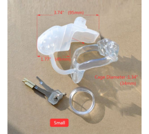 Male Silicone spikes Cage With fixed Resin Ring Chastity Device small